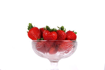 Close-up of strawberry against white background