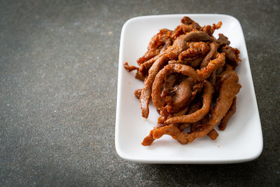 Close-up of food in plate on table