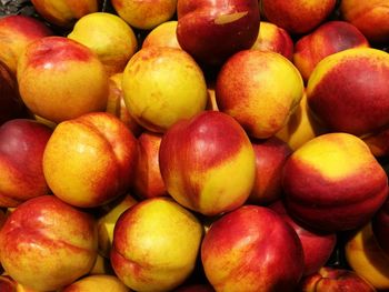 Full frame shot of peaches for sale in market