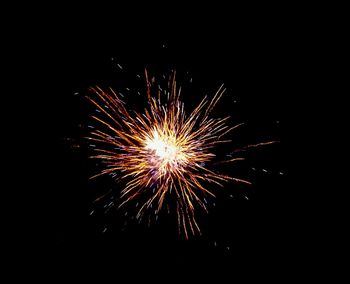 Low angle view of firework display at night