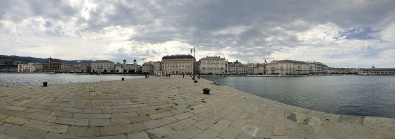 Panoramic view of buildings against cloudy sky