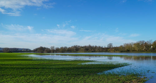 Scenic view of lake against sky