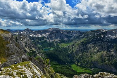 Scenic view of landscape and mountains against sky