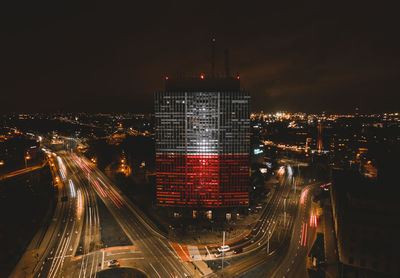 Buildings in gdansk in the colors of the flag of poland. november 11, 2021. independence day