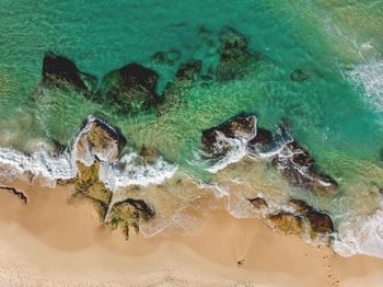 High angle view of sea shore
