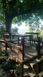 Empty bench in park