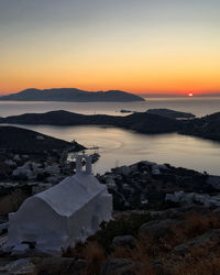 Sunset over yialos port, ios, greece