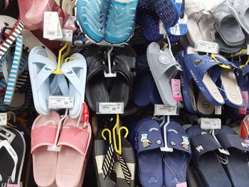 Panoramic shot of shoes for sale