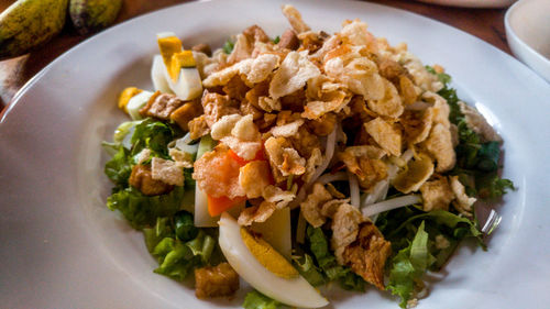 Close-up of food served in plate