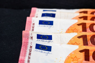 Close-up of paper flag on table