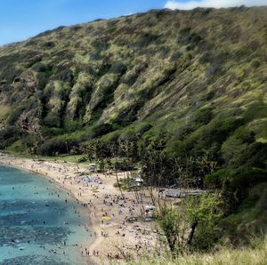 Scenic view of beach against sky