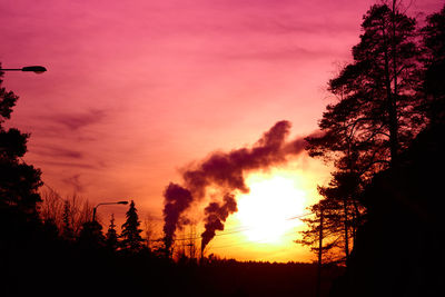 Silhouette trees against sky during sunset