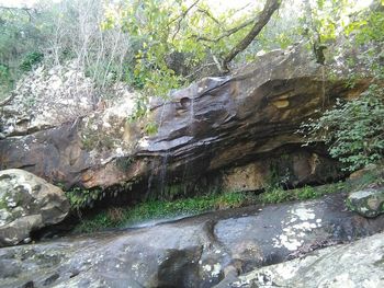 Water flowing through rocks