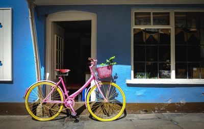 Bicycle parked outside building