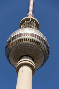 Low angle view of liberty against clear sky