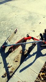 High angle view of shadow on beach