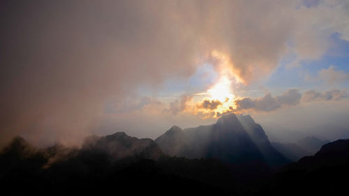 Scenic view of mountains against sky