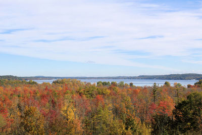 Scenic view of landscape against sky during autumn