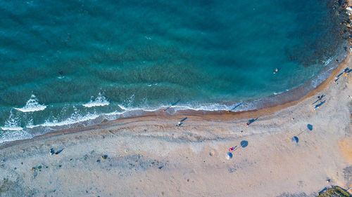 High angle view of people on beach