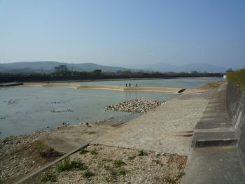 Scenic view of lake against clear sky