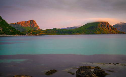 Scenic view of lake against sky