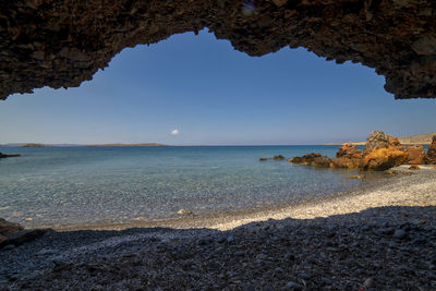 Scenic view of sea against clear sky