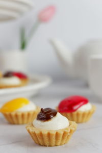 Close-up of cupcakes on table