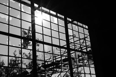 Low angle view of skylight in building