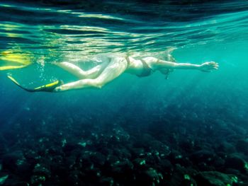 Woman swimming in sea