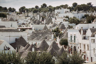 High angle view of buildings in town