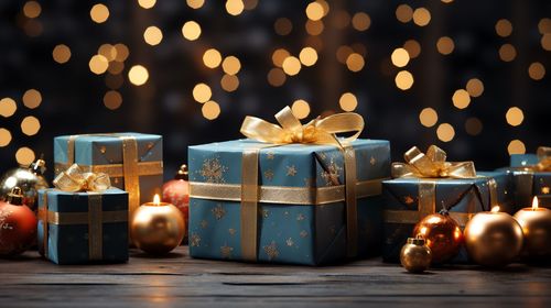 Close-up of christmas decorations on table