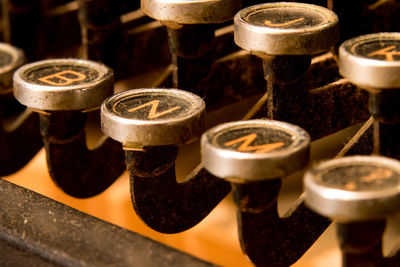 Close-up of typewriter keys