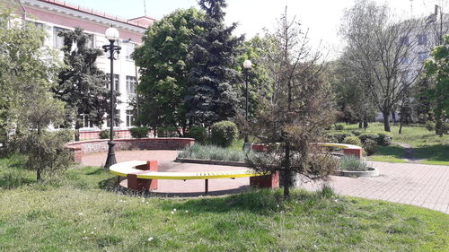 Empty bench in park