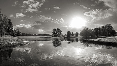 Scenic view of lake against sky