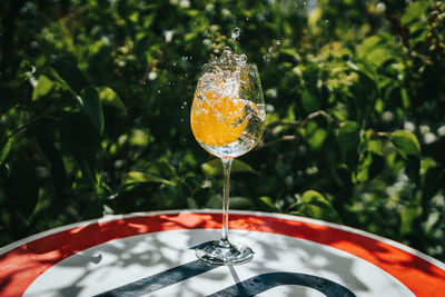 Close-up of water drops on glass