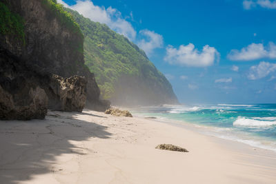 Scenic view of beach against sky