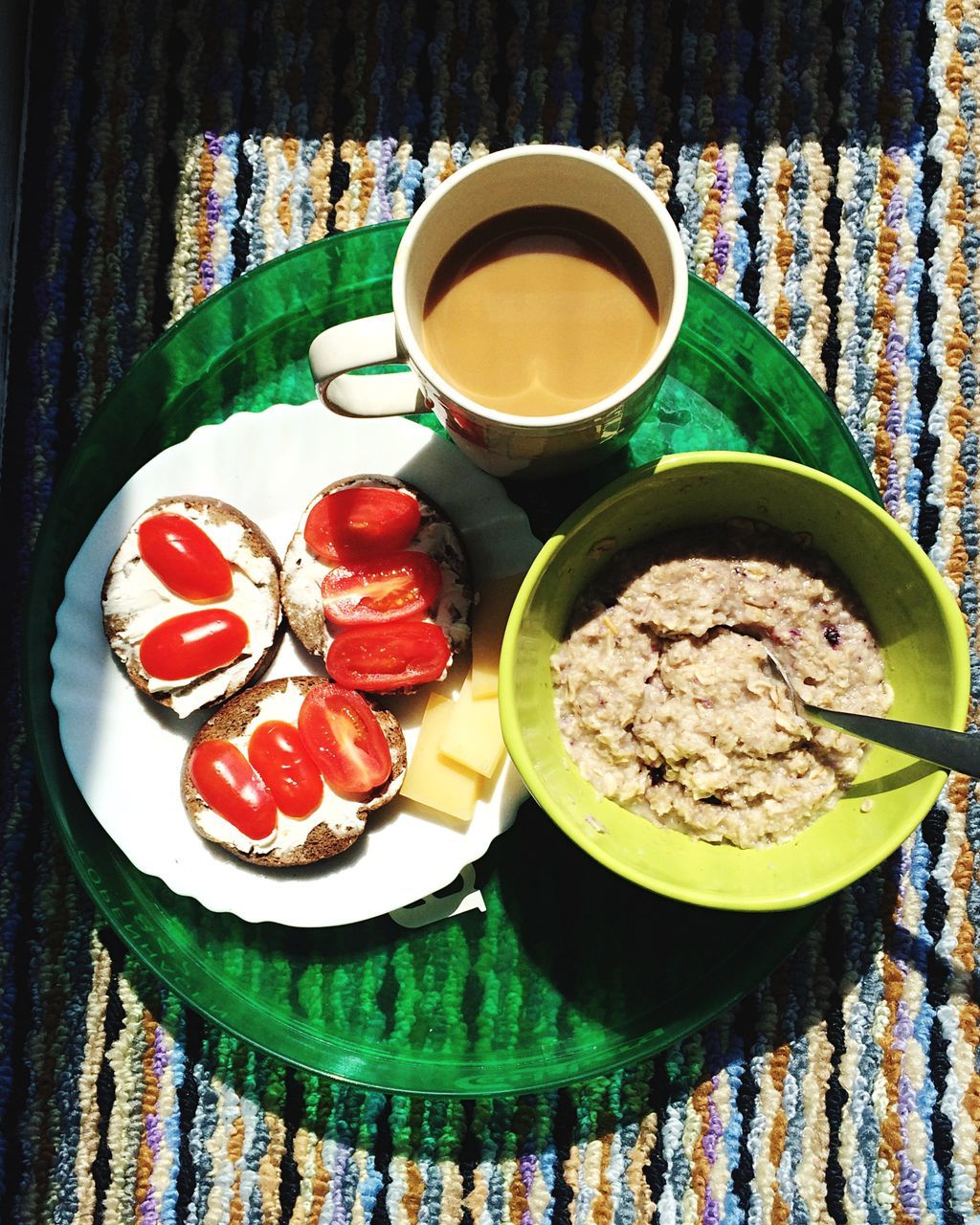 food and drink, freshness, indoors, food, table, still life, drink, healthy eating, plate, refreshment, ready-to-eat, coffee cup, high angle view, bowl, directly above, breakfast, serving size, coffee - drink, saucer, indulgence