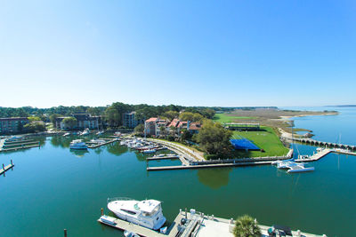 Boats in harbor