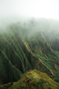 Scenic view of landscape during foggy weather