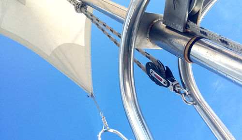 Low angle view of sailboat against sky