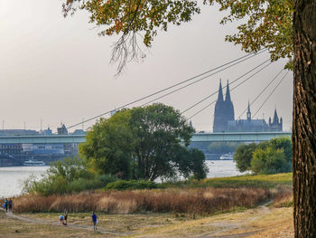 View of bridge over river against sky