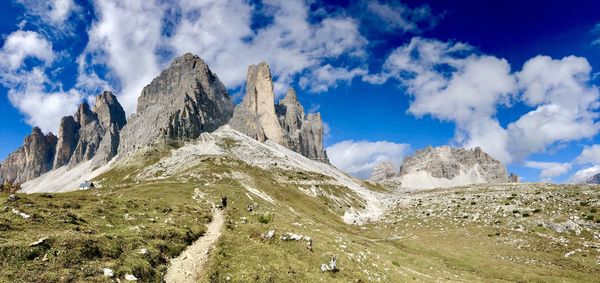 Panoramic view of majestic mountains against sky