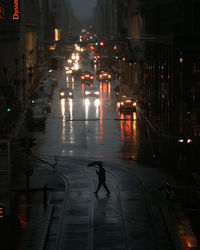 City street at night during rainy season