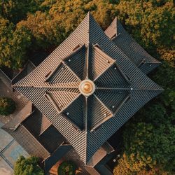 Tilt image of house and trees during autumn