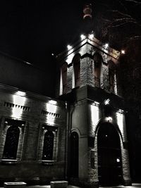 Low angle view of illuminated building