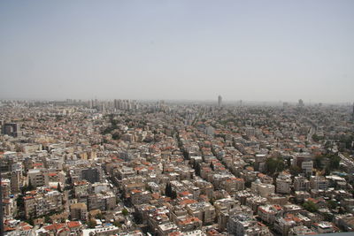 High angle shot of townscape against sky