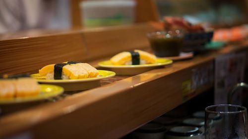 Close-up of food on table