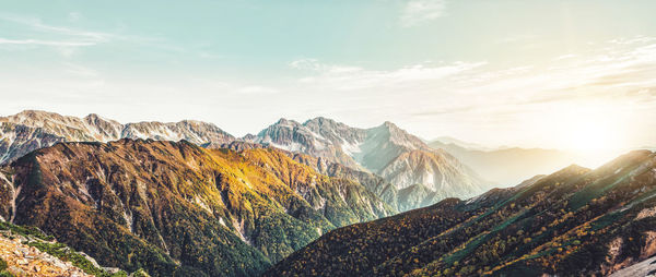 Panoramic view of mountains against sky