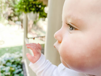 Close-up portrait of cute baby girl