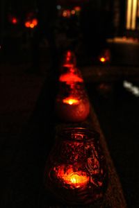 Close-up of illuminated lantern